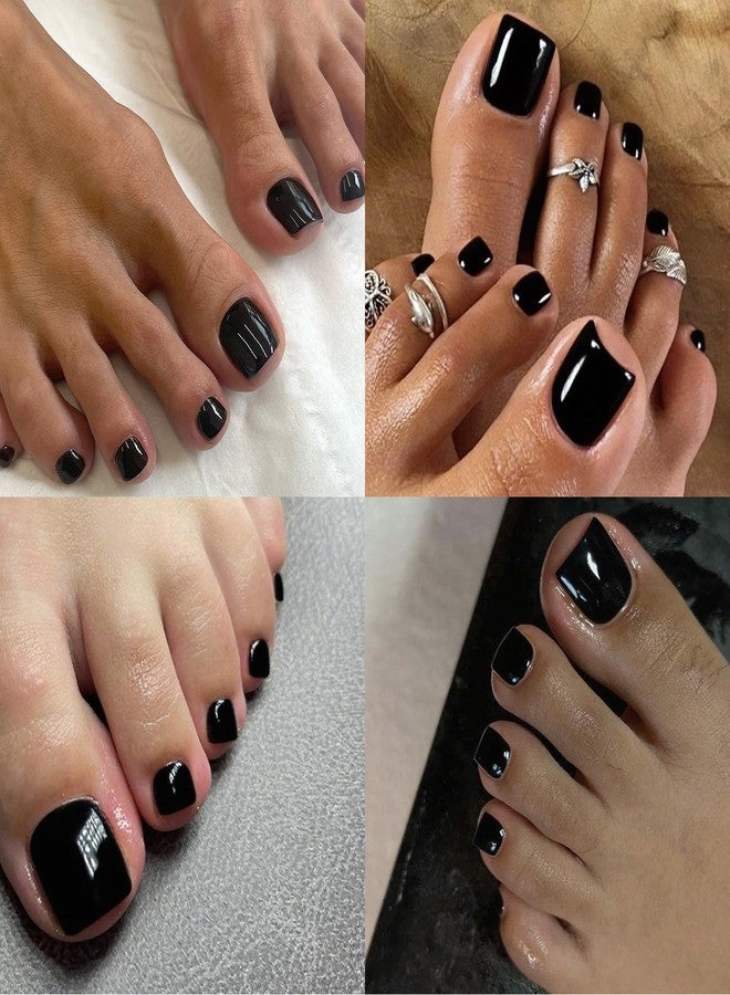 Lifextol 120PC Black Press on Toenails for Women Fake Toe nail Press ons Acrylic Toe Press on Nails Set, Black Press on Toe Nails Press on Fake Toenails Press ons Acrylic Toe Nail Tips Kit&Glue Tab-G - Image 2